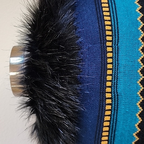 Powder River Outfitters Panhandle Slim Faux Fur Trim Cardigan Belted Aztec Print - Picture 3 of 8